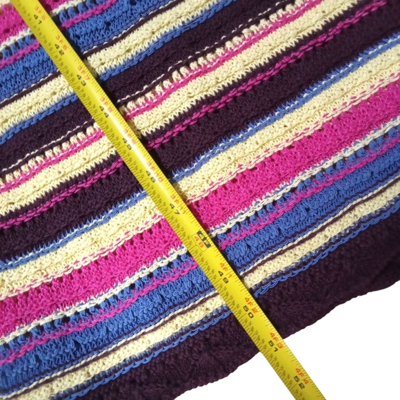 Zara Women's Multicolor Striped Knit Midi  Ruffle Sleeve Scoop Neck Boho Medium - Picture 6 of 7